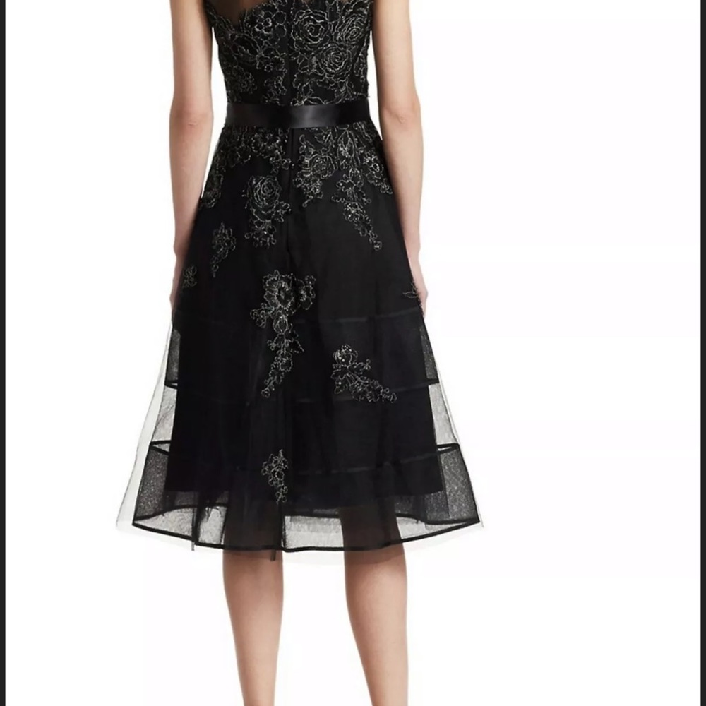 Teri Jon cocktail black with silver flowers dress - Picture 2 of 6
